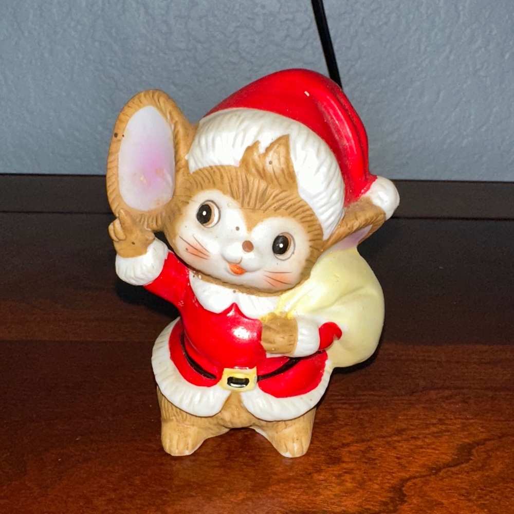 Homco Vintage Red and White Holiday Mouse Figurine